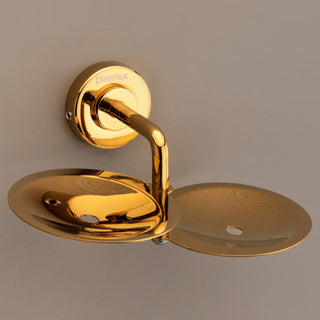 Plantex 304 Grade Stainless Steel Daizy Double Soap Holder for Bathroom/Soap Dish/Bathroom Soap Stand/Bathroom Accessories - Pack of 3 (APS-951 -PVD Gold)