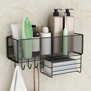 Plantex Self Adhesive Bathroom Shelf/Bathroom Organiser without Drill/Hanging Rack for Kitchen Storage/Modern Shower Bin for Office/Dining Room/Multipurpose Rack -Pack of 1 (Black)