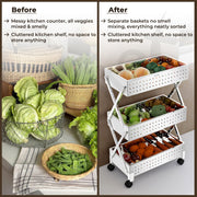 Plantex 3-Tier Multipurpose Storage Trolley with Wheels/Rotating Kitchen Vegetable Rack/Stainless Steel Space Saving Organizer Basket Stand/Heavy Duty Rolling Utility Cart–(Chrome)