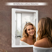 Plantex Mirror with Frame/Wall Mount Modern Mirror/Looking Glass with Frame/Rectangle Mirror for Home/Bathroom & Living Room (18x14 Inch - White)