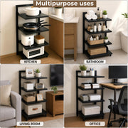 Plantex Shelf Storage Rack/GI Steel Storage Organizer/4 Tier Shelf Rack for Home - Pack of 1 (Black)