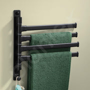 Plantex Aluminum 4-Arm Bathroom Swing Towel Hanger/Towel Holder/Towel Stand for Bathroom/Bathroom Accessories (Premium-Black)