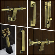 Plantex Door Kit for Single Door/Stainless Steel Door Accessories (10-inch Al-Drop,8-inch Latch,2 Handles of 8 and 7 Inch,7-inch Tower Bolt and 4-inch Door Stopper - (Brass Antique)