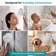 Plantex Hand Shower for Bathroom/6 Mode Multifunctional Shower/5-Inch ABS Plastic Silicone Handheld Shower Head/Easy Mode Switching – (Chrome & White, H459)