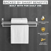 Plantex Towel Rack for Bathroom/Pure Brass Towel Holder/24 Inch Towel Stand/Towel Bar/Bathroom Accessories - Pack of 1 (APS-RTO-13, Chrome)