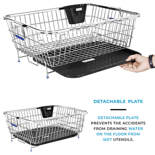 Plantex Stainless Steel Drying Rack -Vessel,Dish,Utensil Drainer Basket/Dish Drying Rack with Drainer/Plate Stand/Basket for Utensils (Size-56x43x23cm)
