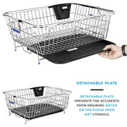 Plantex Stainless Steel Drying Rack -Vessel,Dish,Utensil Drainer Basket/Dish Drying Rack with Drainer/Plate Stand/Basket for Utensils (Size-56x43x23cm)