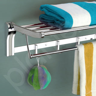 Plantex Stainless Steel Folding Towel Rack/Towel Stand for Bathroom/Towel Hanger/Bathroom Accessories (24-inch) Chrome