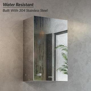 Plantex Premium Bathroom Cabinet with Mirror/ 304 Stainless Steel Bathroom Organiser with Mirror/Bathroom Shelf for Wall with Mirror (10x16 Inch-Chrome)