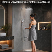 Plantex Bathroom Shower Combo Set/Concealed Diverter with 12x12 Inch Overhead Shower/6 Mode Shower Hand with 1.5 Mtr Flexible Hose Pipe with Hook/Brass Bath Tub Spout - Chrome