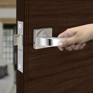 Plantex Heavy Duty Door Lock for Bathroom/Mortise Keyless Handle Door Lock for Store Room/Balcony/Office with Baby Latch –(7091 Satin White & Chrome Finish)
