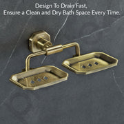Plantex 304 Grade Stainless Steel Soap Holder for Bathroom/Double Soap Dish/Soap Stand for Kitchen Sink/Bathroom Accessories- Nipron (Brass Antique)