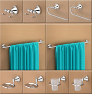 Plantex Stainless Steel 304 Grade Bathroom Accessories Set / Bathroom Hanger for Towel / Towel Bar / Napkin Ring / Tumbler Holder / Soap Dish / Robe Hook (Niko - Pack of 10)