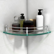 Plantex Glass Corner Shelf for Bathroom Wall/Bathroom Glass Shelf/Bathroom Corner Shelf/Corner Shelf for Kitchen (Transparent-9x9 Inches-Pack of 1)