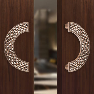 Plantex Heavy Duty Door Handle/Door & Home Decor/8-inches Round Shape Main Door Handle/Door Pull Push Handle Set (276-Rose Gold Finish) - 3 Years Warranty