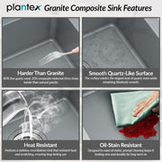 Plantex Quartz Acrylic Kitchen Sink/Undermount Single Bowl Sink for Kitchen/Metalic Single Bowl Kitchen Sinks with Coupling (Lintus 16x18 Inches)