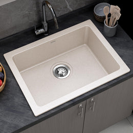 Plantex Quartz Acrylic Kitchen Sink with 10 Years Warranty by Plantex/Undermount Sink for Kitchen/Granite Single Bowl Kitchen Sinks with Coupling (Ultra Brun - 21x18 Inches)
