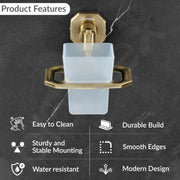 Plantex 304 Grade Stainless Steel Tooth Brush Holder/Tumbler Holder for Wash Basin/Bathroom Accessories - Nipron (Brass Antique)