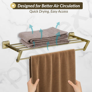 Plantex 304 Grade Stainless Steel Towel Rack for Bathroom/Towel Rod/Towel Hanger/Holder/Bathroom Accessories - Decan (Brass Antique)