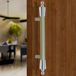 Plantex Stainless Steel 14 inches Main Door Handle/Door & Home Decor/Door Handles for Main Door/Wooden & Glass Door Handle/Push & Pull Door (Satin White & Chrome, Pack of 1)