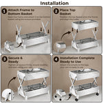 Plantex 2-Tier Multipurpose Storage Trolley with Wheels/Rotating Kitchen Vegetable Rack/Stainless Steel Space Saving Organizer Basket Stand/Heavy Duty Rolling Utility Cart–(Chrome)