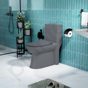 Plantex Platinum Ceramic Rimless Western Commode/Washdown One Piece Western Toilet/Commode for Bathroom with Soft Close Toilet Seat - S Trap Outlet (Smoke)