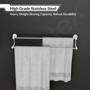 Plantex Stainless Steel Dual Towel Rod/Towel Bar for Bathroom/Towel Hanger/Stand/Bathroom Accessories (24 Inch - Chrome Finish) - Pack of 1