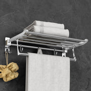 Plantex Eco Stainless Steel Folding Towel Rack/Bathroom Towel Hanger/Towel Holder/Stand/Bathroom Accessories (18-inch) Chrome