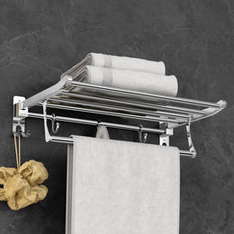 Plantex Eco Stainless Steel Folding Towel Rack/Bathroom Towel Hanger/Towel Holder/Stand/Bathroom Accessories (18-inch) Chrome