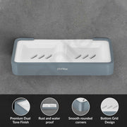 Plantex Aluminium and Acrylic Dual Soap Case/Double Soap Holder for Bathroom/Soap Stand/Bathroom Accessories - (Grey and Milky White)