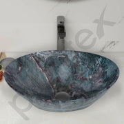 Plantex Ceramic Basin for Bathroom/Table Top Ceramic Basin/Washbasin for Bathroom - (BOAT-NS-553-Marble Finish, 16 x 13 x 5.5 Inch)