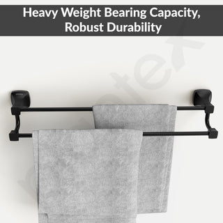 Plantex Space Aluminium Double Towel Rod/Towel Hanger for Bathroom/Towel Stand/Bathroom Accessories (24 inch - Black Powder Coated)