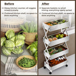 Plantex 4-Tier Multipurpose Storage Trolley with Wheels/Rotating Kitchen Vegetable Rack/Stainless Steel Space Saving Organizer Basket Stand/Heavy Duty Rolling Utility Cart–(Chrome)