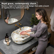 Plantex Tabletop Wash Basin for Bathroom/Designer Ceramic Basin/Oval Countertop Wash Basin/Home/Office (22 x 14 x 10 Inch)