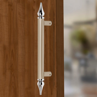 Plantex Heavy Duty Main Door Handle - 14 Inch Pull Push Handle - Satin White & Chrome Finish - Pack of 1 - 3 Years Warranty