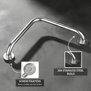Plantex L-Shape Toilet Support for Elderly People/Wall-Mounted Safety Handle Made of Stainless Steel - Pack of 2 (Chrome)