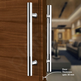 Plantex Manual Handle for Glass Door/Stainless Steel Main Door Handle/12 Inch Pull-Push Lock Handle Set of 1 (2 Piece, Chrome)