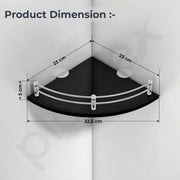 Plantex Glass Corner Shelf for Bathroom/Bathroom Glass Shelf/Bathroom Corner Shelf/Corner Shelf for Kitchen (Black-9x9 Inches-Pack of 1)