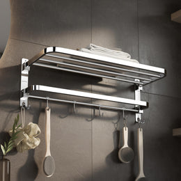 Plantex 24 Inch Towel Rack for Bathroom/Stainless Steel Towel Holder/Hanger with Rod/Bathroom Accessories - Pack of 1 (Chrome)
