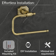 Plantex 304 Grade Stainless Steel Napkin Holder/Towel Hanger/Napkin Ring for Wash Basin/Towel Holder for Kitchen/Bathroom Accessories - Nipron (Brass Antique)