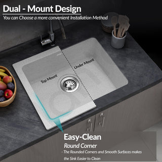 Plantex Quartz Acrylic Kitchen Sink/Undermount Sink for Kitchen with 10 Years Warranty by Plantex/Granite Single Bowl Kitchen Sinks with Coupling (Brun 21x18 Inches)