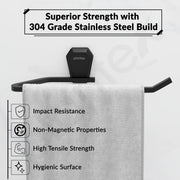 Plantex Towel Holder for Bathroom/304 Grade Stainless Steel Napkin Ring/Towel Hanger/Towel Ring/Bathroom Accessories - Pack of 1 (PMB-2404, Z-Black)