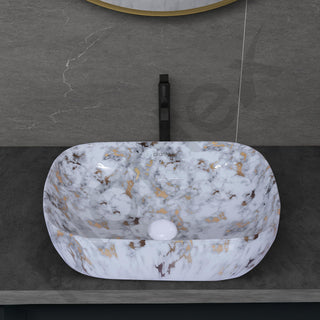 Plantex Basin for Bathroom/Ceramic Table Top Basin/Counter Top Wash Basin - (Alpha -NS-108, Marble Finish, 18 x 13 x 5.5 Inch)