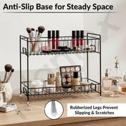 Plantex 2-Tier Stainless Steel Countertop, Tabletop Tiered Shelf Rack/Kitchen Organizer/Spice Jar Organizer/Storage Rack For Kitchen (Black)