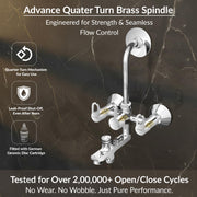 Plantex Pure Brass 3-in-1 Wall Mixer with L-Bend Provision for Overhead and Hand Shower/Bathroom Mixer Tap with Brass Wall Flange & Teflon Tape/Wall Mixer for Bathroom - (Flip, Chrome)