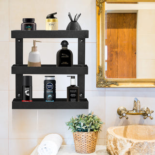 Plantex GI Metal 3-Tier Bathroom Shelf/Storage Rack/Pantry Organizer/Bathroom Accessories(Black)