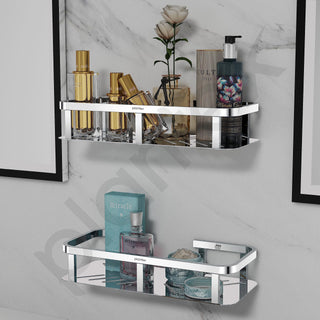 Plantex 304 Grade Stainless Steel Shelf for Bathroom/Storage Shelf for Kitchen – Bathroom Accessories – Pack of 2 (12x5 Inch, Chrome)