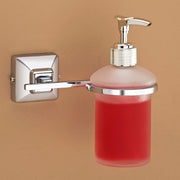 Plantex 304 Grade Stainless Steel Washroom Set of 2 - Toilet Paper Holder/Stand/Liquid Soap Dispenser - Squaro (Chrome)