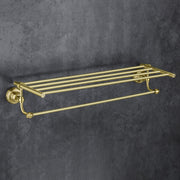 Plantex 304 Grade Stainless Steel Bathroom Accessories Set of 3 - Towel Stand/Napking Hanger/Dual Soap Holder for Bathroom - Skyllo (Brass Antique)