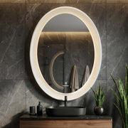 Plantex Resin Frame LED Bathroom Mirror/Designer Mirror for Living Room/Bathroom Mirror with LED Light/Dressing Room  - Oval Shape (White, 32 x 24 Inch)
